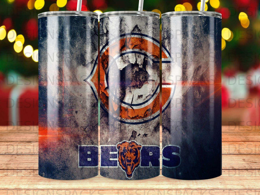 Chicago Bears logo on a distressed, textured tumbler.