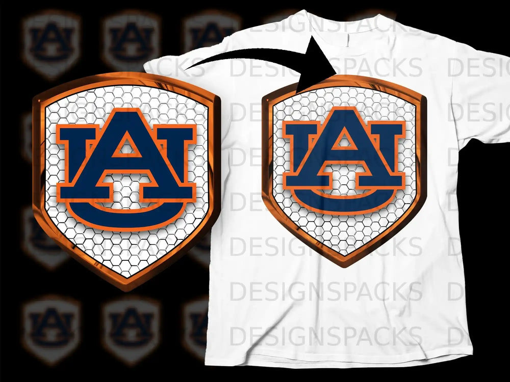 Bold Hexagonal Shield Design T-Shirt with 'AU' Logo