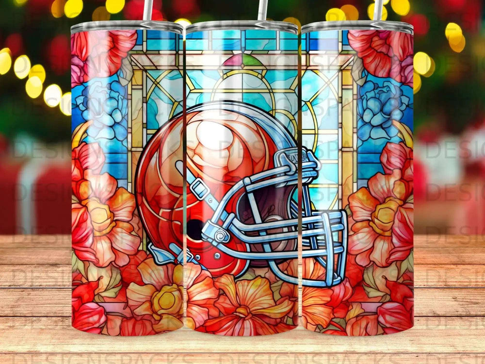 Browns helmet against stained glass and floral pattern.