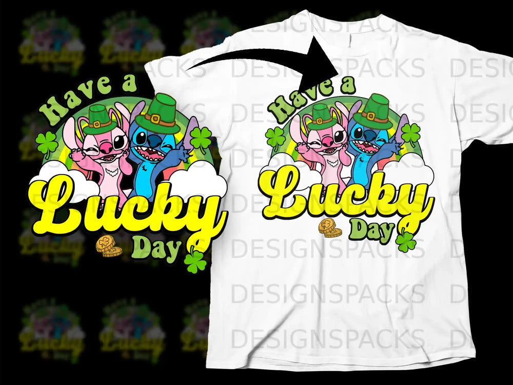 Stitch Angel St Patricks Have a Lucky Day product type