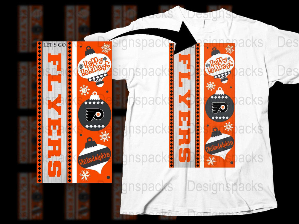 Philadelphia Flyers Holiday T-Shirt, Let's Go Flyers, Festive Winter Hockey Tee