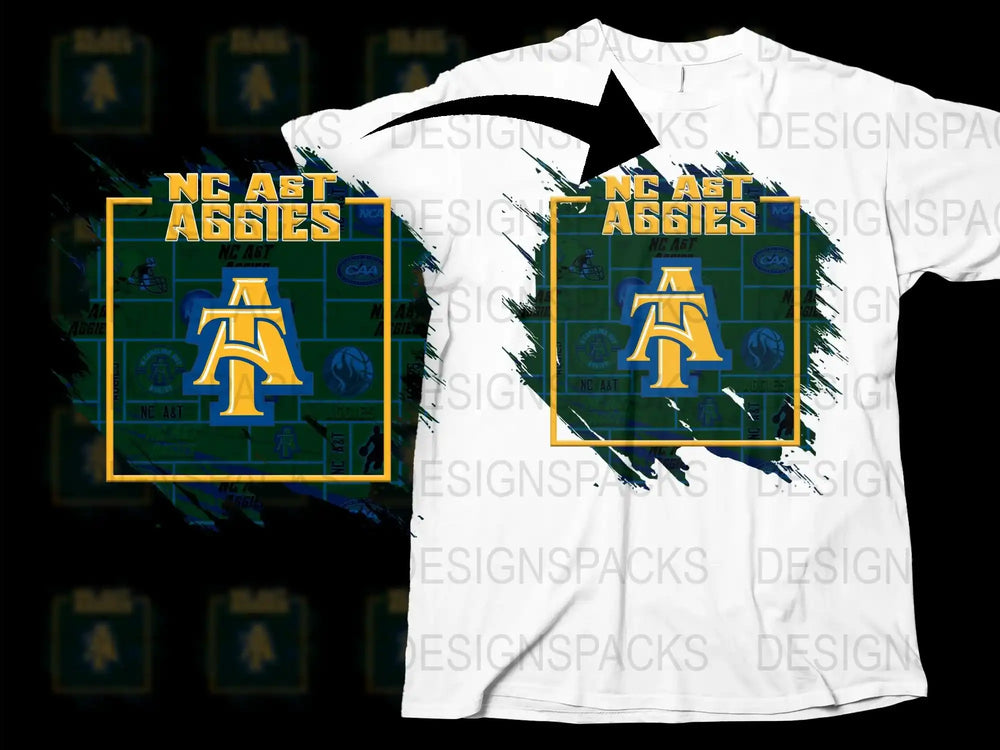 NC AandT Aggies T-Shirt, HBCU Football Field Design, College Sports Apparel