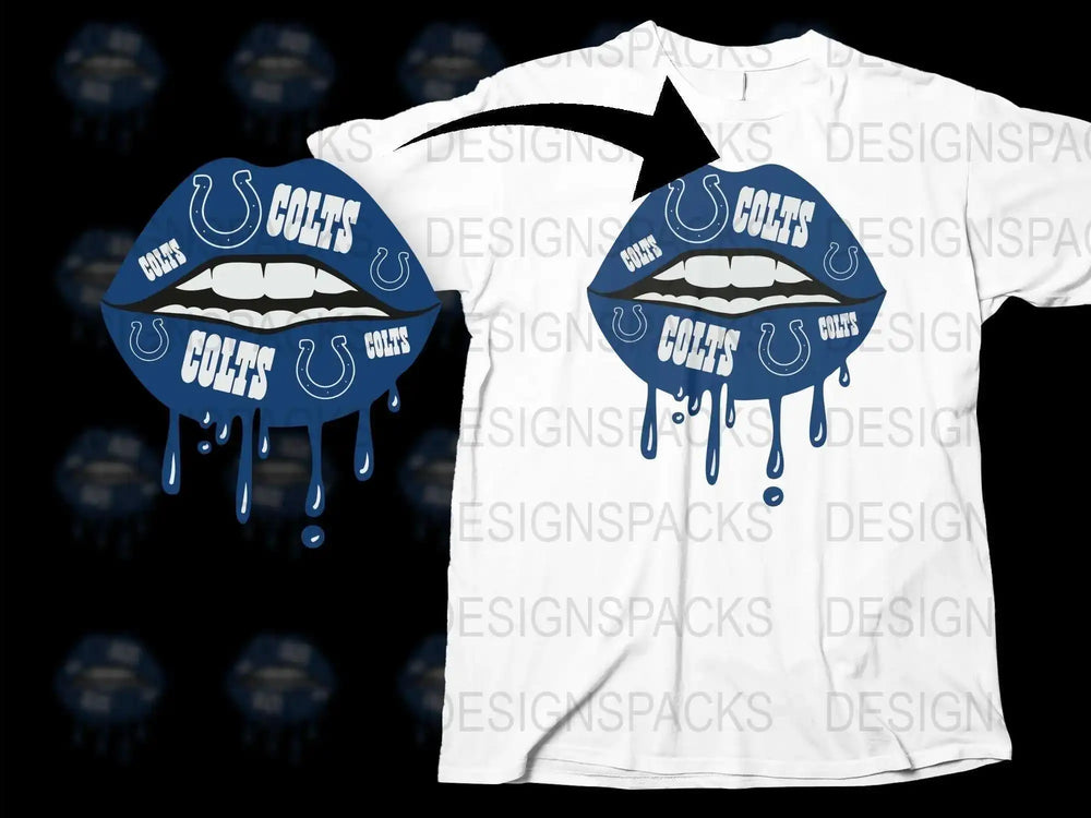 Indianapolis Colts Dripping Lips T-Shirt, Blue and White Graphic Tee, Football Fan Gear