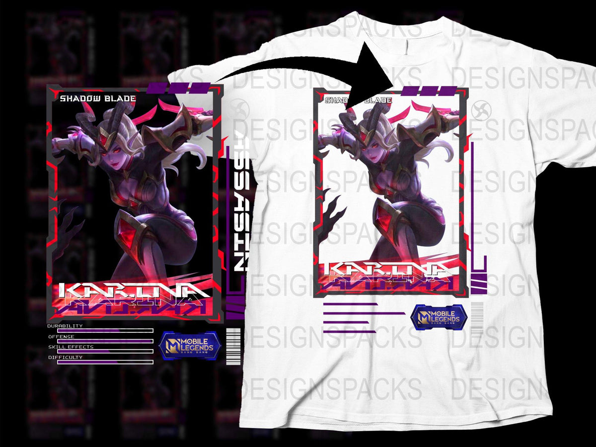 Mobile Legends Karina Shadow Blade Hero Graphic T-Shirt, Unisex Gamer Tee, Gift for Gamers