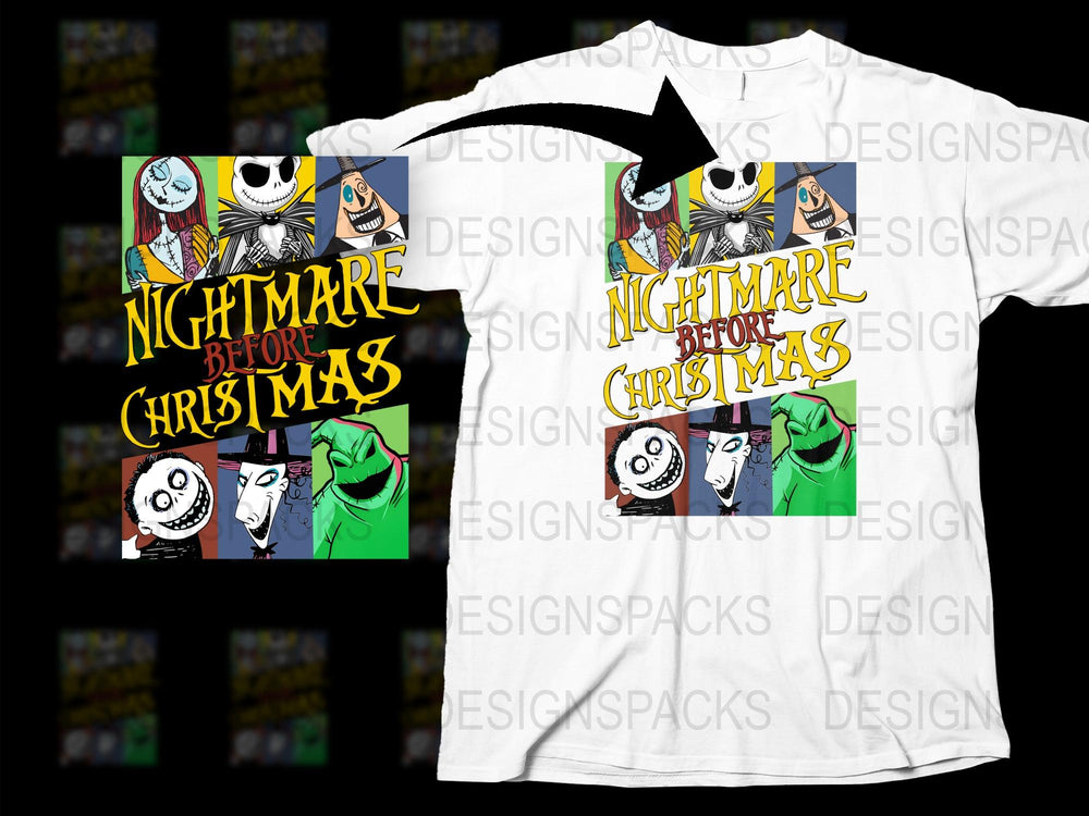 Nightmare Before Christmas T-Shirt, Jack Skellington Graphic Tee, Unisex Holiday Shirt, Colorful Pop Culture Apparel, Gift Idea