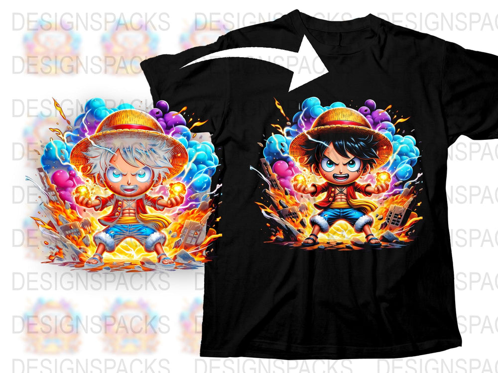 Anime Fire Character T-Shirt, Colorful Graphic Tee, Boys Cool Manga Shirt, Unique Gift Idea