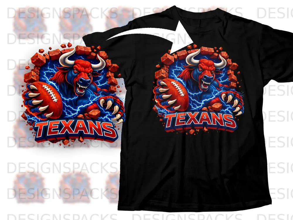 Electric Bull Football Texans Graphic T-Shirt