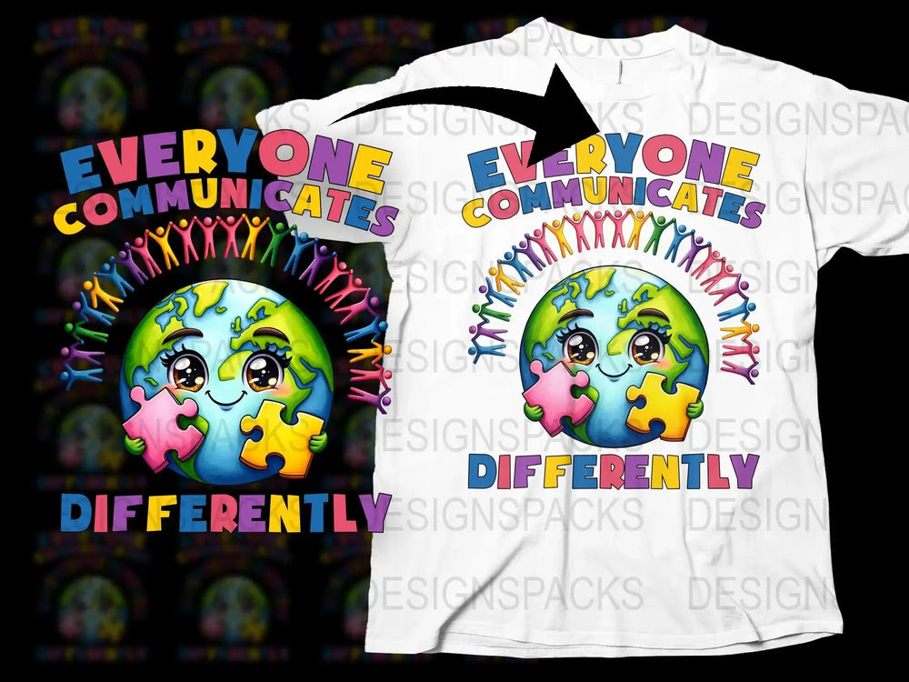 Colorful Puzzle Piece T-Shirt, Everyone Communicates Differently, Autism Awareness Tee, Neurodiversity Advocacy Shirt
