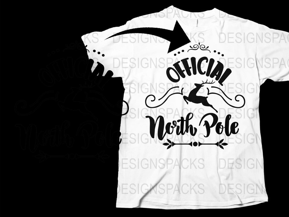 Official North Pole T-Shirt, Christmas Tee, Festive Holiday Apparel, White Graphic Shirt for Winter Celebrations