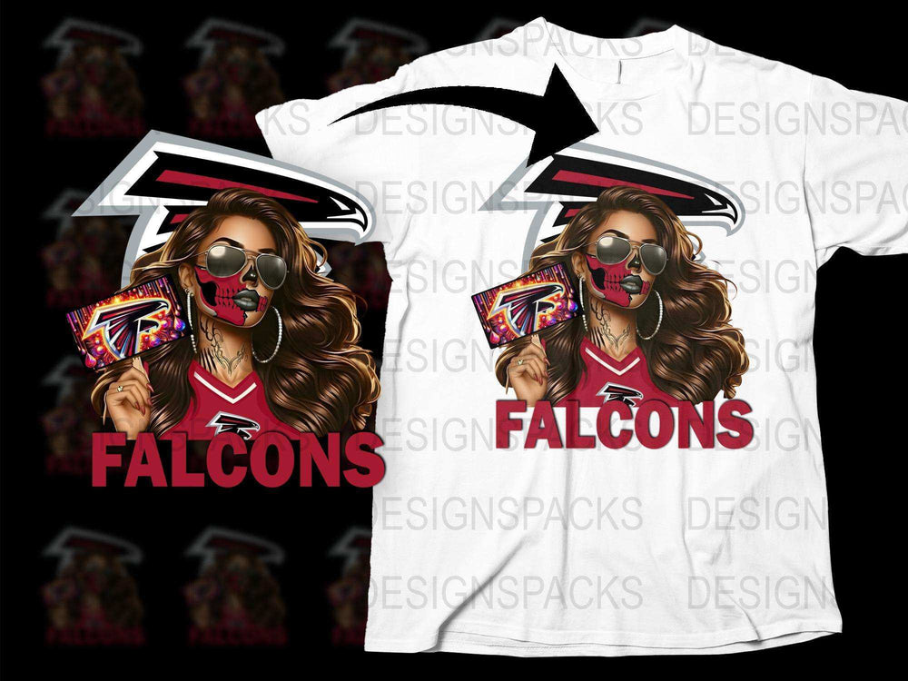 Trendy Falcons Graphic T-Shirt, Stylish Women's Football Tee, Team Spirit Fashion, Sporty Casual Top
