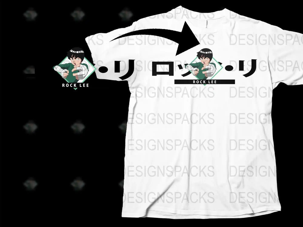 Rock Lee Anime Graphic T-Shirt, White Cotton Tee, Unisex Manga Character Shirt, Casual Streetwear, Gift for Anime Fans