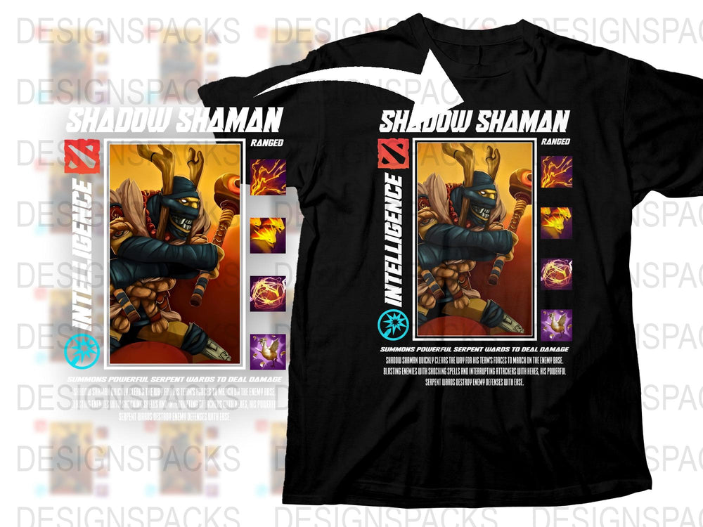Shadow Shaman Graphic T-Shirt, Fantasy Character Design, Black Tee, Ranger Apparel, Unique Gamer Clothing Gift