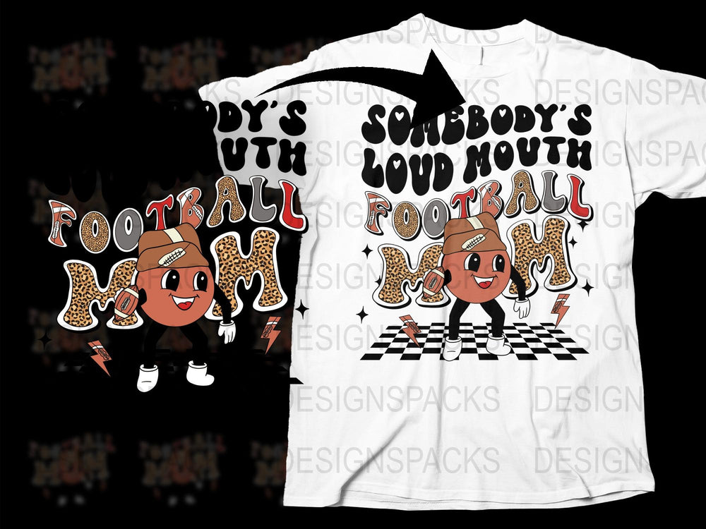 Football Mom T-Shirt Loud Mouth Graphic Tee Leopard Print Sports Parent Shirt