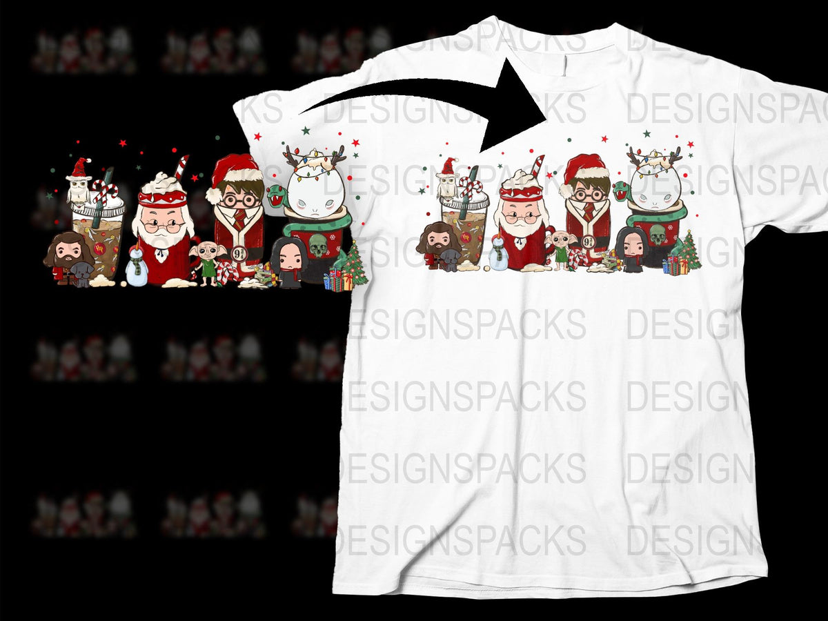 Festive Holiday T-Shirt with Cute Cartoon Christmas Characters, Unisex Graphic Tee for All Ages