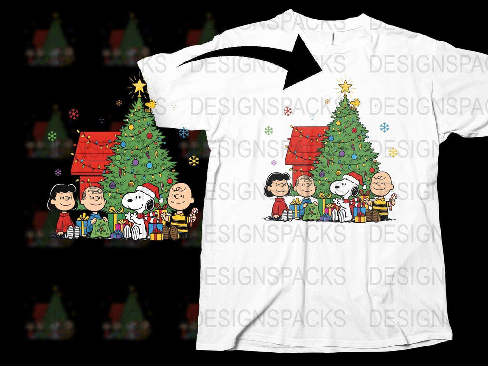 Peanuts Gang Christmas T-Shirt, Snoopy Holiday Tee, Festive Winter Apparel, Unisex Kids and Adult Sizes