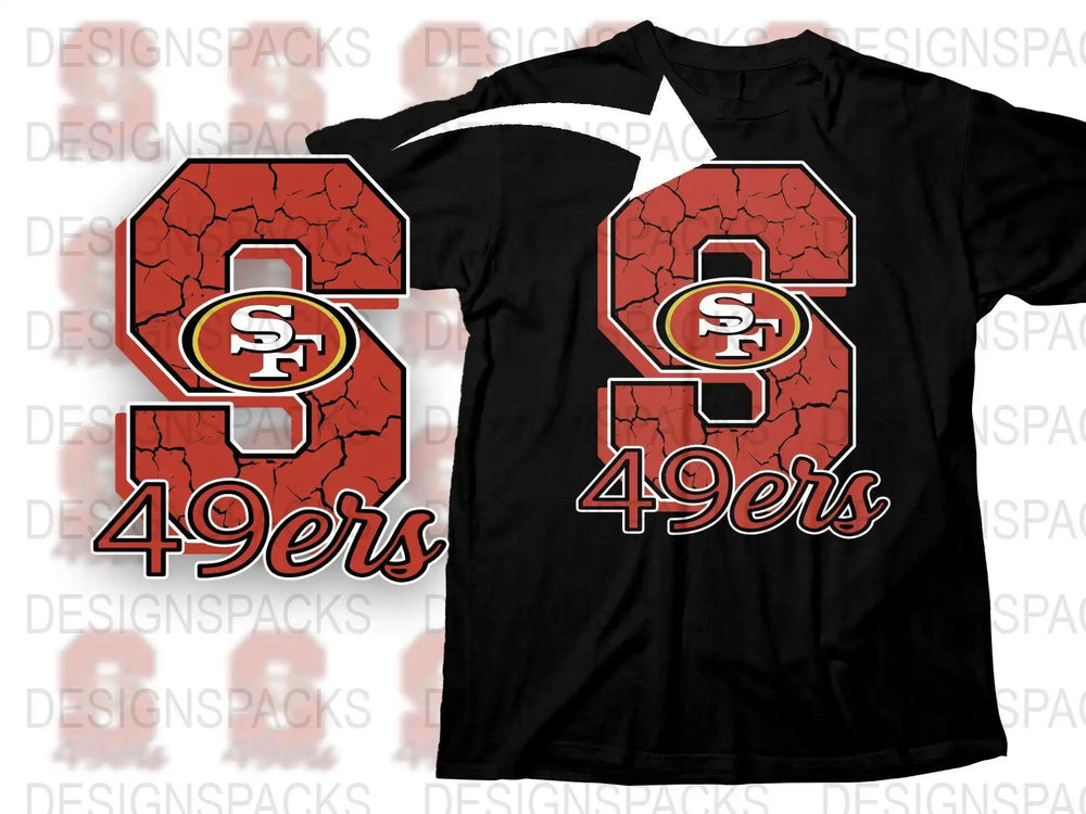 San Francisco 49ers Inspired T-Shirt, Red Cracked Pattern, Unisex Sports Fan Apparel, Football Season Gear, Gift for Fans