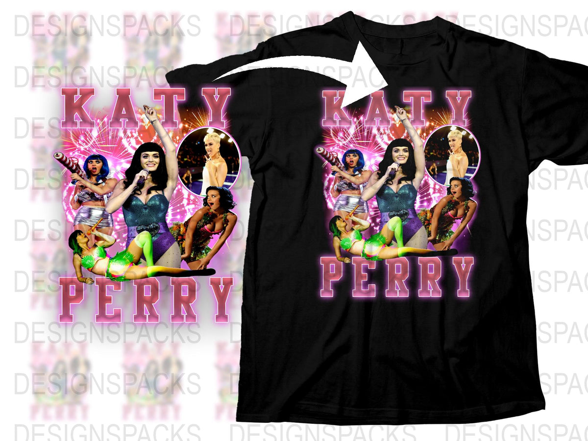 Katy Perry Inspired Graphic T-Shirt, Pop Star Concert Tee, Vibrant Fan Merchandise, Black Shirt Gift