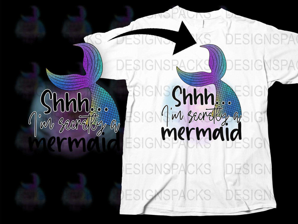 Mermaid Secret Graphic T-Shirt, Colorful Tail Design, Women's Casual Summer Top, Unique Mermaid Lover Gift