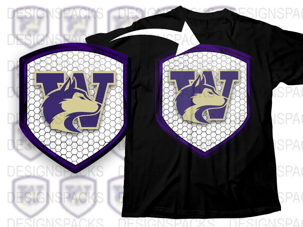 Custom Husky Logo Sports Team T-Shirt, Purple and White Graphic Tee, Unisex Athletic Apparel