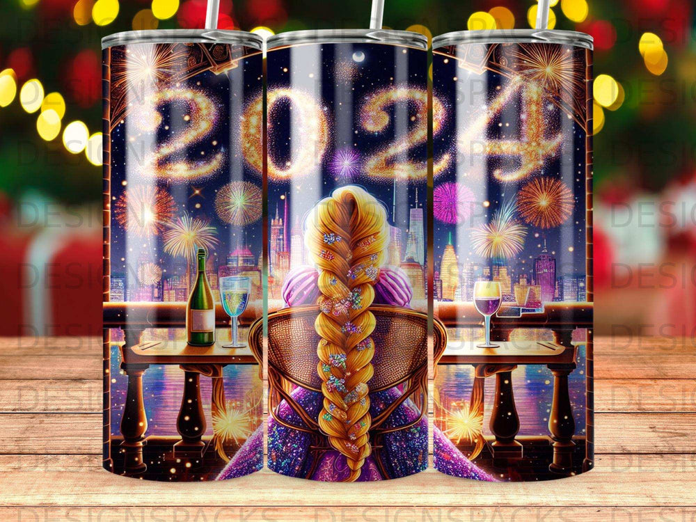2024 fireworks display viewed from a table with a woman facing away.