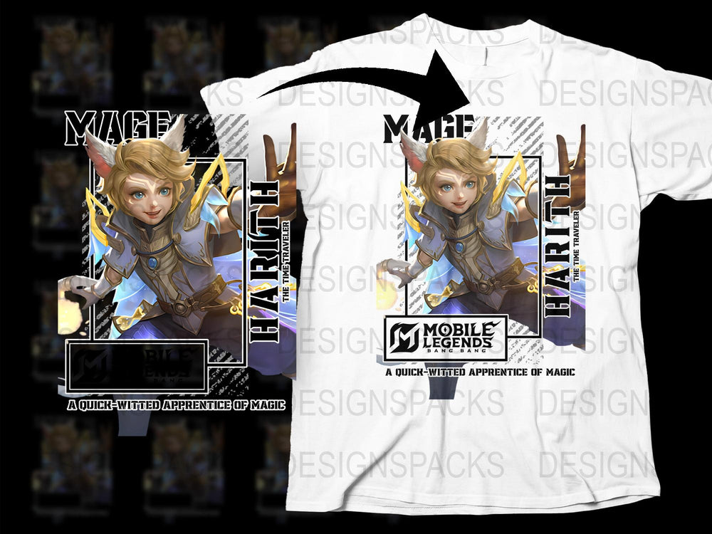 Mobile Legends Mage Earth T-Shirt, Graphic Tee, Gamer Apparel, Fantasy Character Design, Youthful Mage Style Shirt