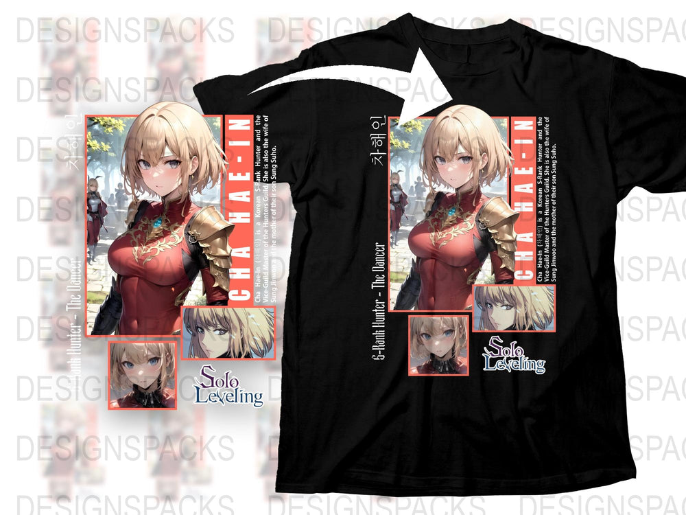 Solo Leveling Anime T-Shirt, Cha Hae-In Graphic Tee, Red and Black, Unisex Manga Shirt, Fan Merchandise