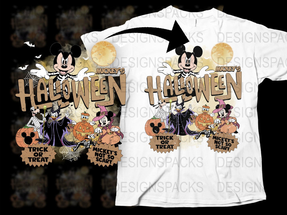 Mickey's Halloween T-Shirt, Disney Cartoon Character, Trick or Treat Graphic Tee