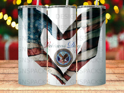Tumbler with American flag heart design and 