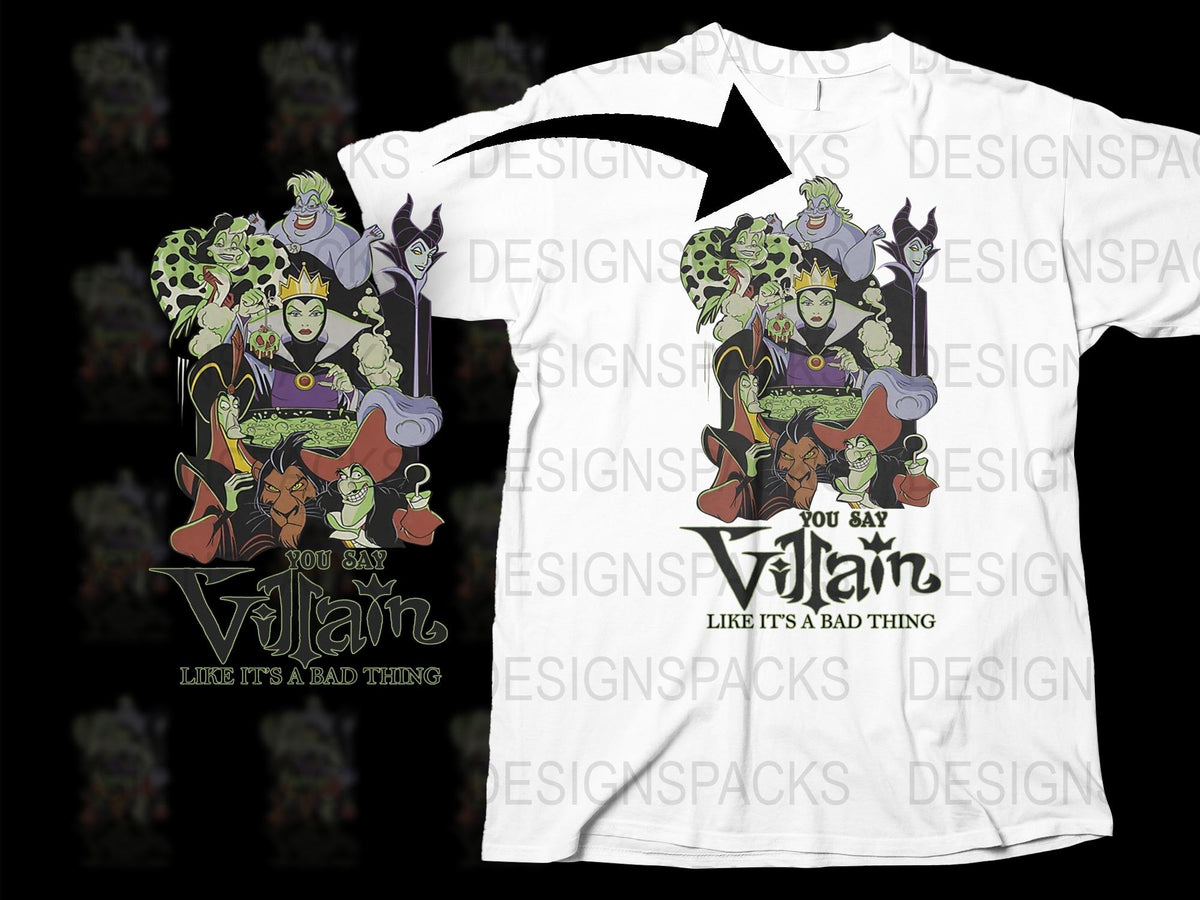 Disney Villains T-Shirt, Graphic Tee, Maleficent Ursula Evil Queen, Adult Unisex Cotton Shirt, Unique Gift Ideas for Disney Fans