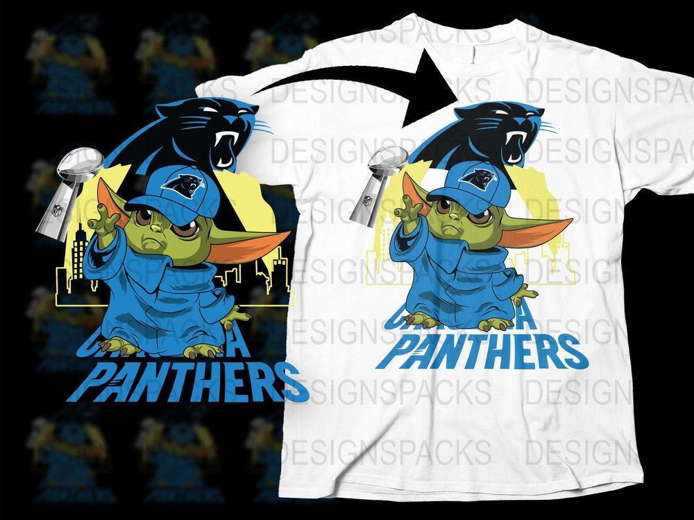 Cartoon Character Sports Fan T-Shirt, Cute Blue Mascot, Kids and Adult Sizes, Unique Graphic Tee, Panthers Inspired Design