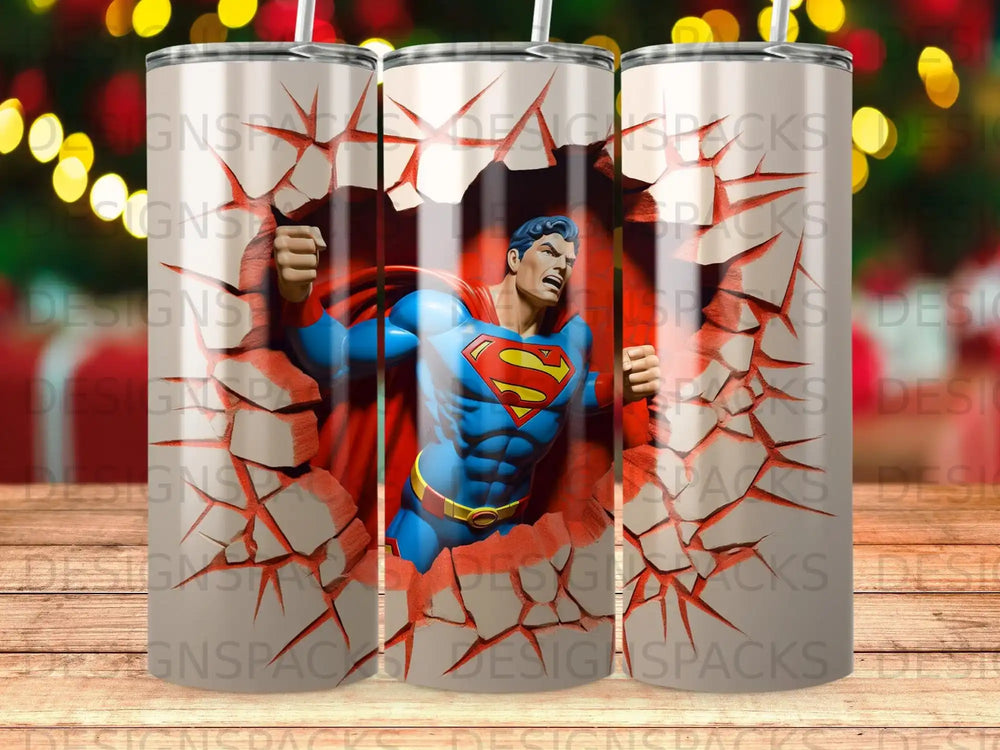 Superman breaking through a cracked wall, comic book art.