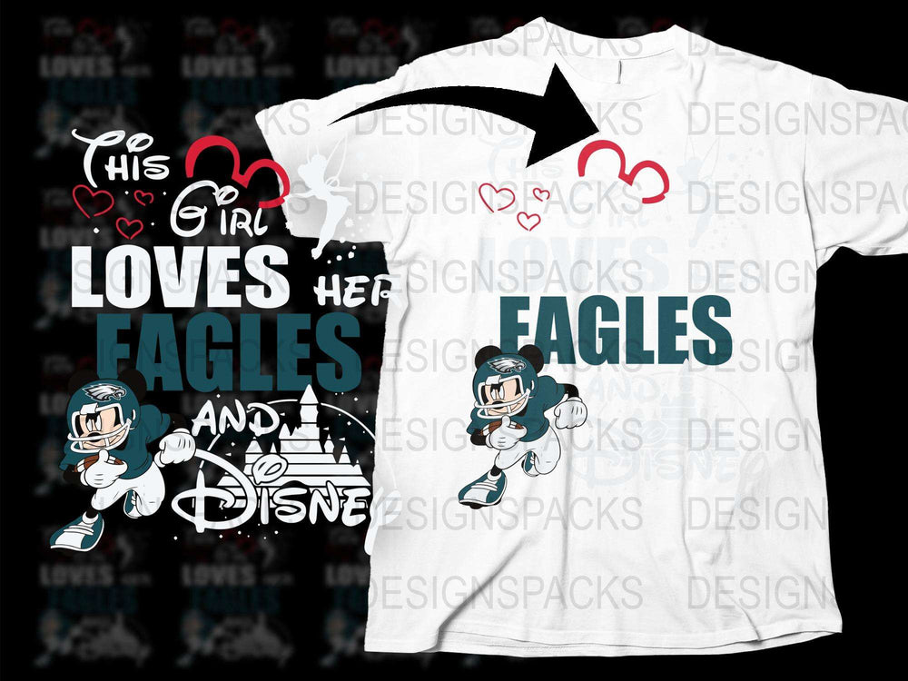 His and Hers Matching T-Shirts, Disney and Eagles Sports Fans, Couple Tee Love
