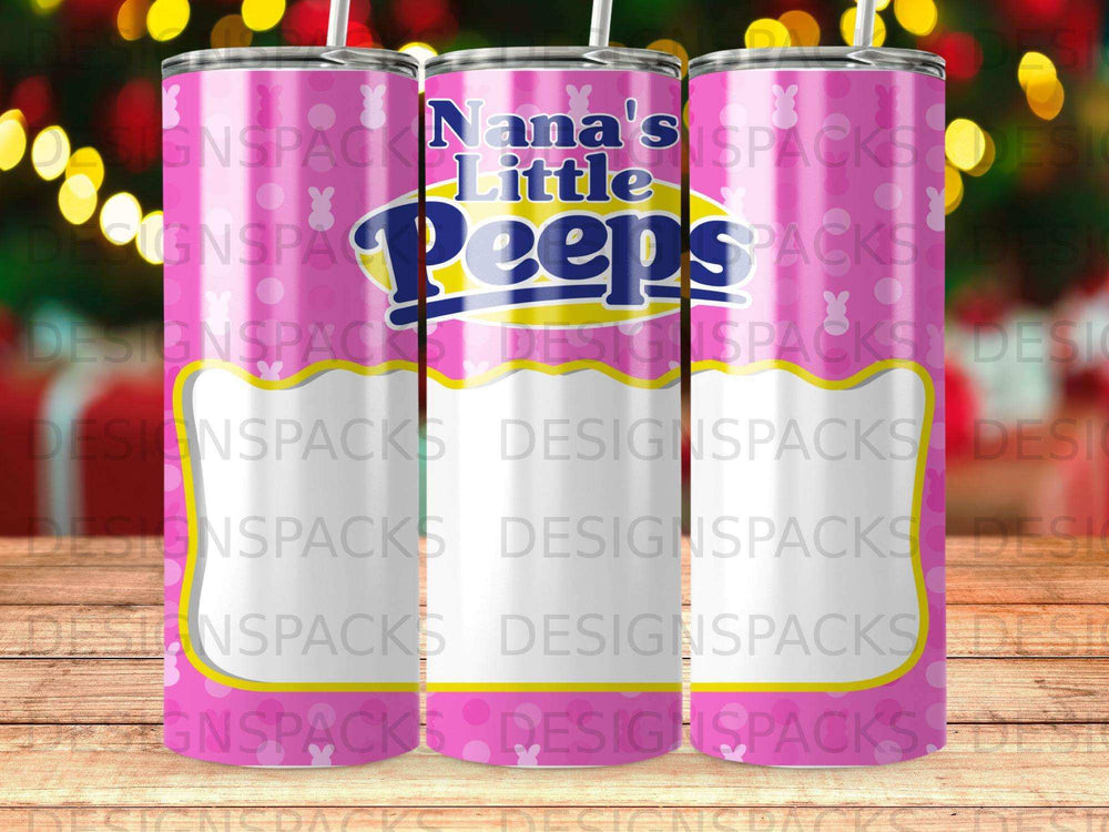 Pink Peeps candy tumbler with "Nana's Little Peeps" text.
