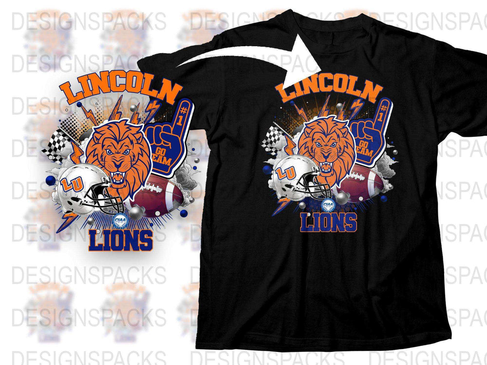 Lincoln Lions Graphic T-Shirt, High School Team Mascot, Sports Fan Apparel, Black Cotton Tee