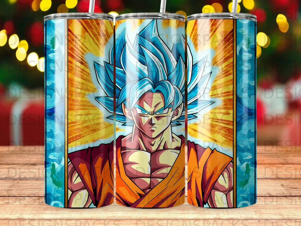 Goku in Super Saiyan Blue form with glowing aura, inspired by Dragon Ball Z.