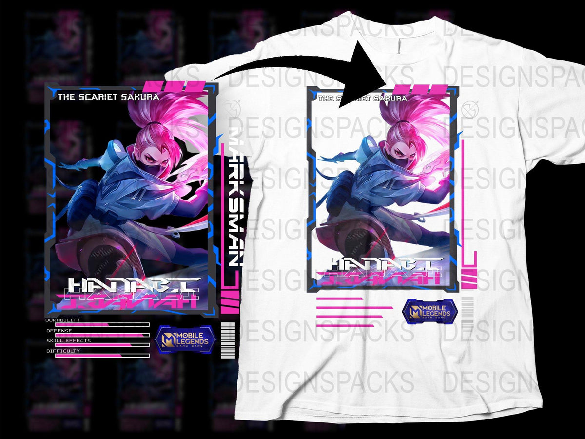 Anime Inspired T-Shirt, Mobile Legends Game, Hanabi The Scarlet Sakura Graphic Tee, Vibrant Color Design, Unisex Fashion