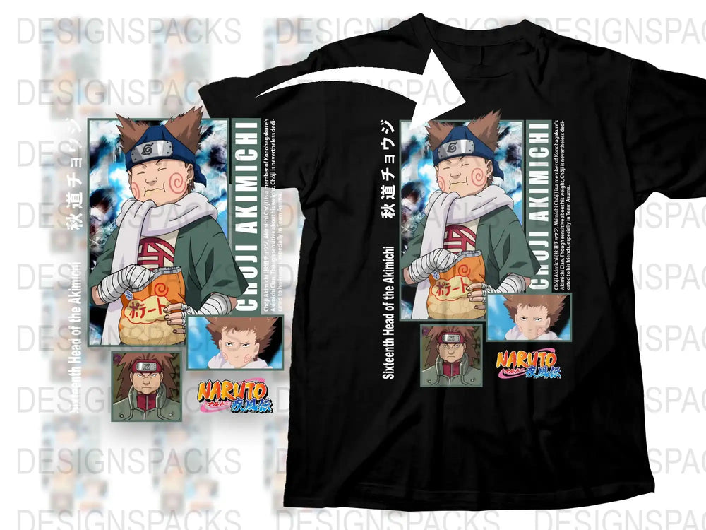 Naruto Shippuden Anime T-Shirt, Sasuke and Sai Character Graphics, Unisex Black Tee