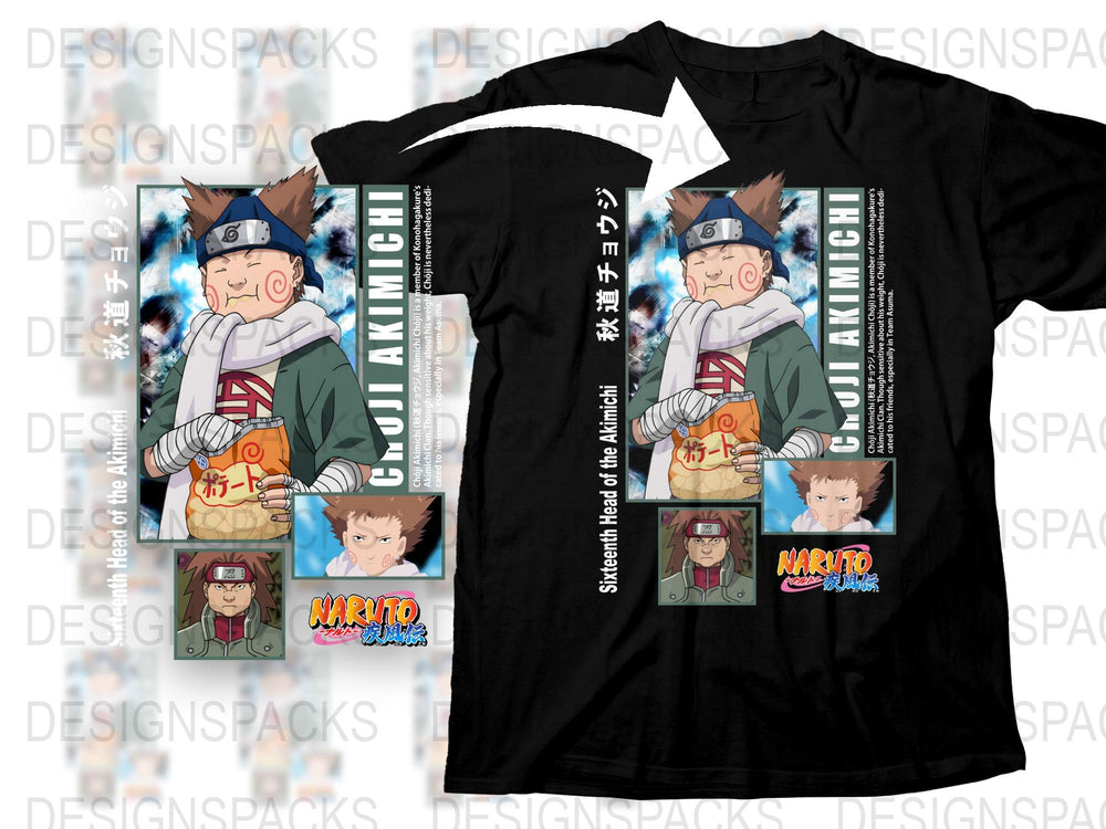 Naruto Shippuden Anime T-Shirt, Sasuke and Sai Character Graphics, Unisex Black Tee