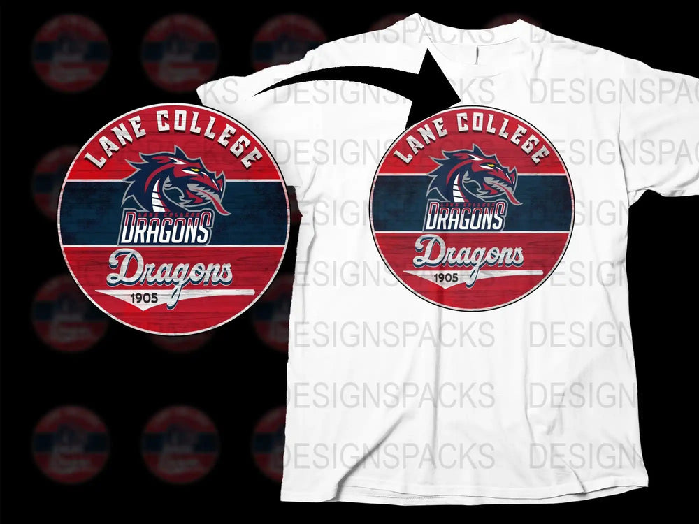 Lane College Dragons 1905 Logo T-Shirt, Vintage School Spirit Tee, Collegiate Apparel, Fan Gear, Red and White Graphic Shirt