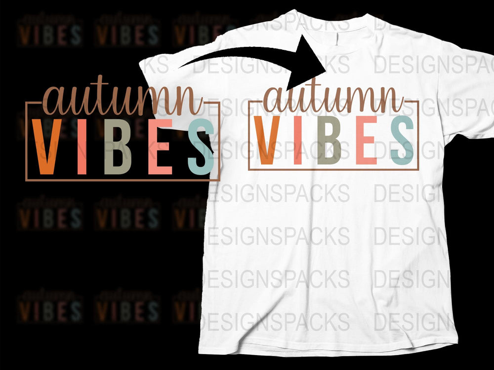 Autumn Vibes T-Shirt, Fall Season Fashion, Orange Teal Typography, Casual Unisex Apparel