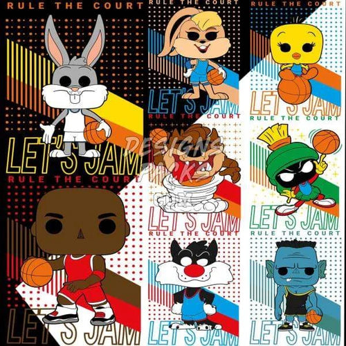 8 Cartoon Basketball Designs Bundle PNG AI