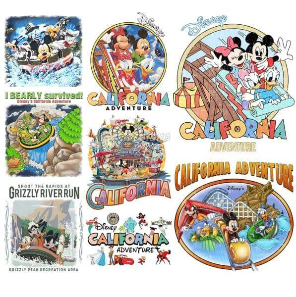 8 Cartoon California Adventure Designs Bundle PNG