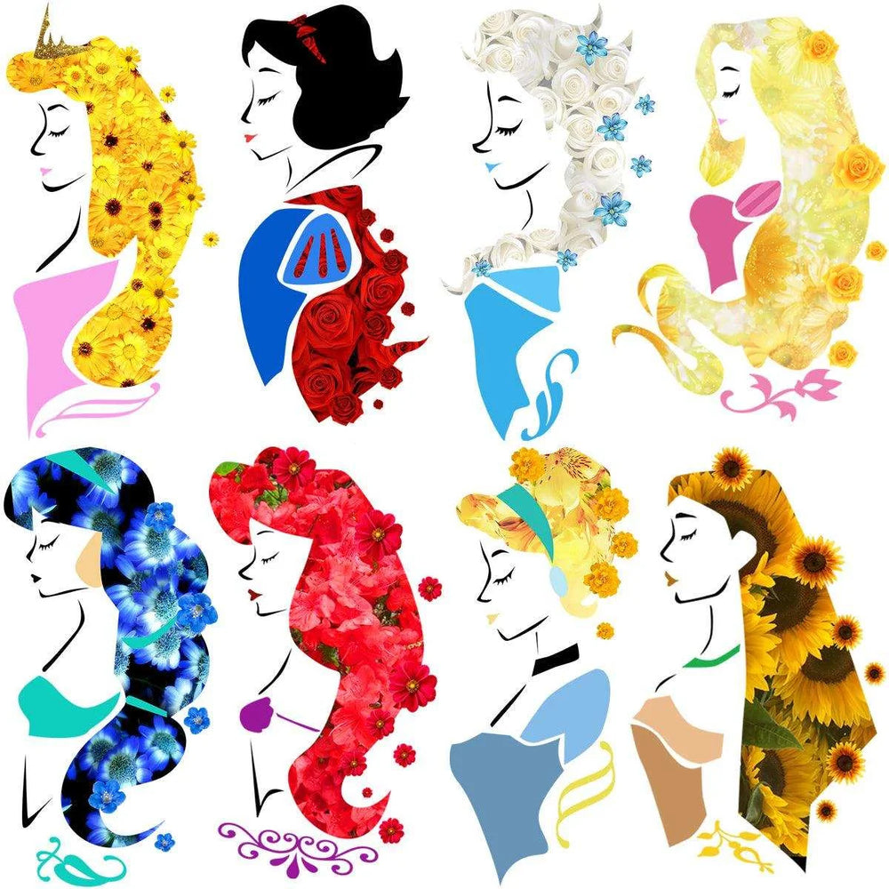 8 Floral Princess Designs Bundle PNG