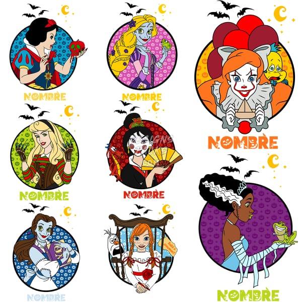 8 Halloween Princess Designs Bundle PNG AI DESIGNSPACKS