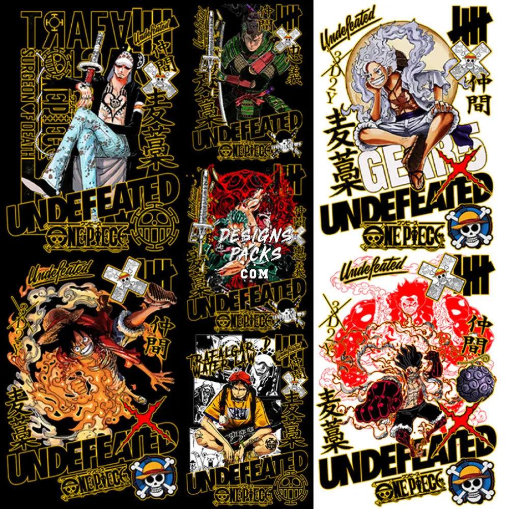 8 One Piece Under Brand Streetwear Anime Designs Bundle Png + Psd