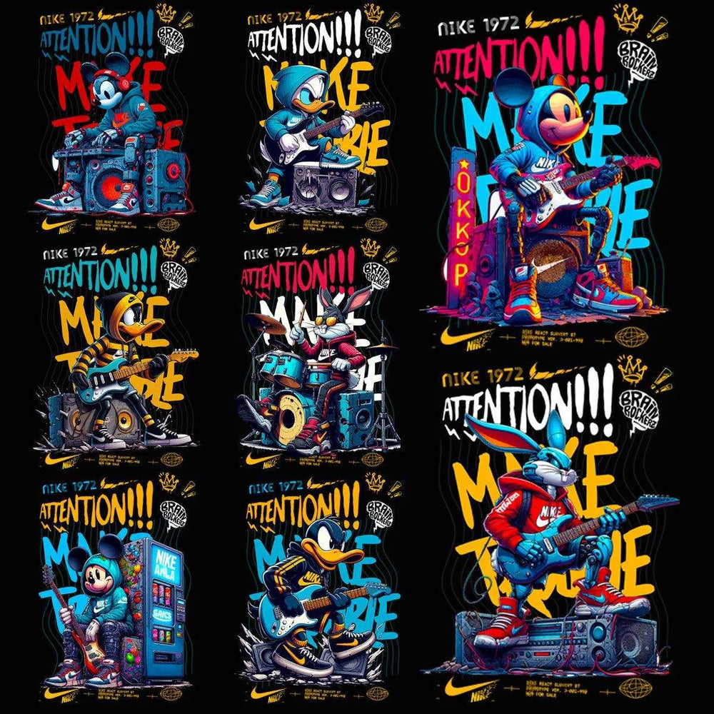 8 Swoosh Brand Cartoons Music Streetwear Designs Bundle PNG + PSD