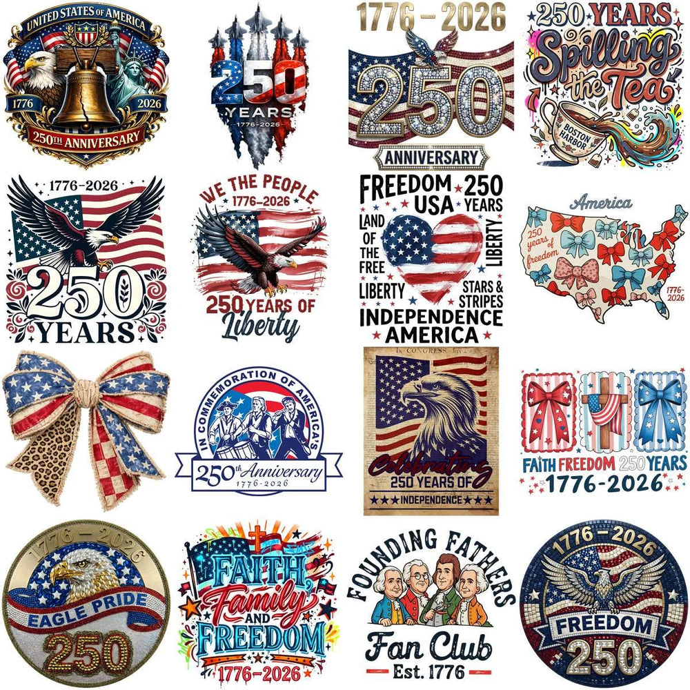 80 4th of July Patriotic USA 250 Years of Freedom 2026 Designs Bundle PNG