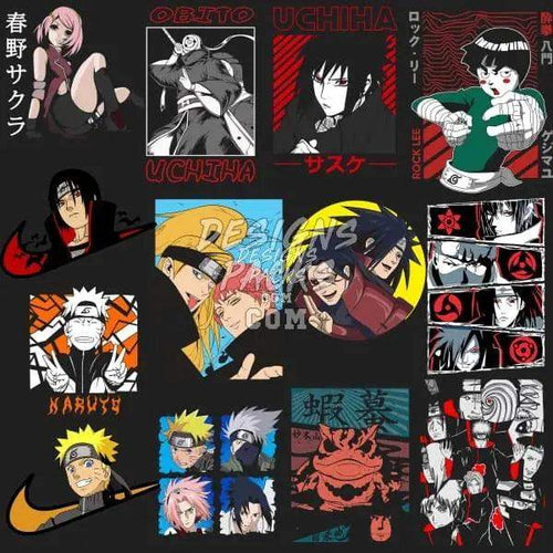 Naruto anime character designs for DTF, DTG, embroidery, and tumbler wraps, print-ready PNG, SVG, PES