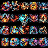 Load image into Gallery viewer, 80 Anime V1 Colorful Halftone Designs Bundle Png
