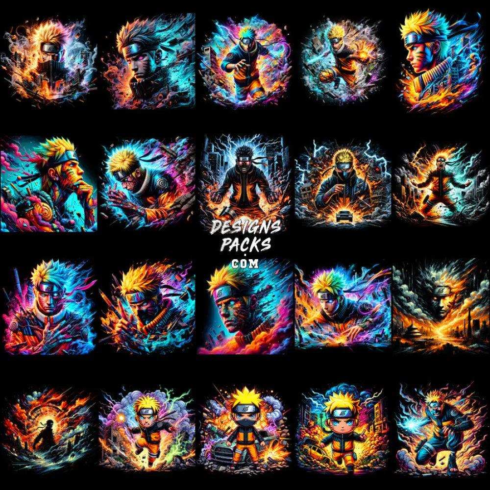 80 Anime V1 Colorful Halftone Designs Bundle Png